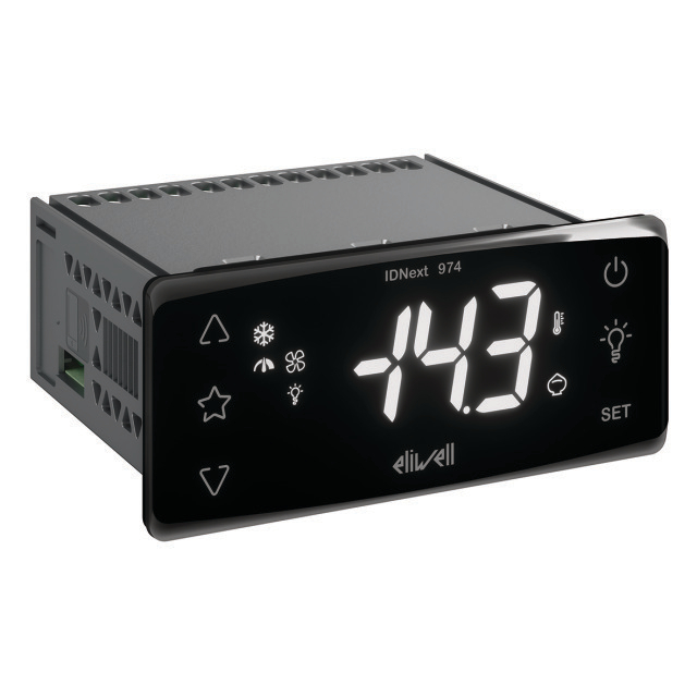 N498-5718 Eliwell IDNext 974 P/CI | Sensoren: 2: NTC/PTC/Pt1000 | Functies: Easy Map, Real Time Clock, Variable Speed Compressor | Bereik: -30 tot 85°C | 230V
