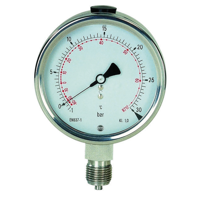 N796-1654 VDH A75/1 | Opbouw manometer | ERMETO | Oliedruk | Bereik -1 tot 12 bar