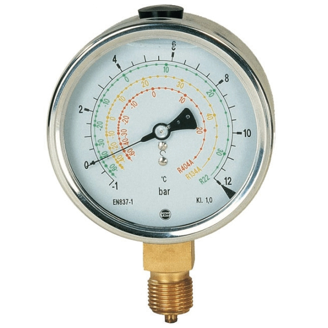 N796-6170 VDH R75 | Opbouw manometer | 1/4" | CO2 | 160 mm | Bereik 0 tot 160 bar